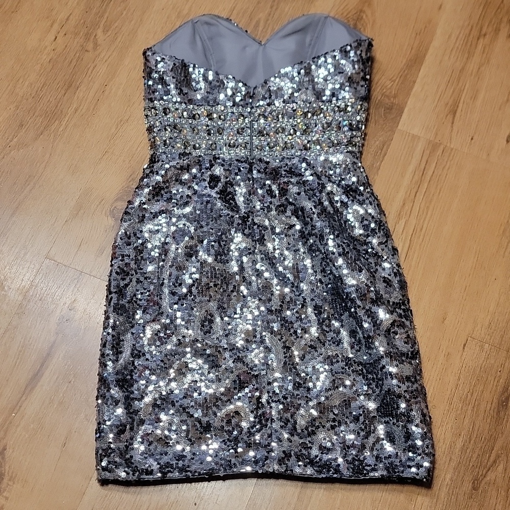 Sequin Rhinestone Mini Fitted Dress - Picture 6 of 12